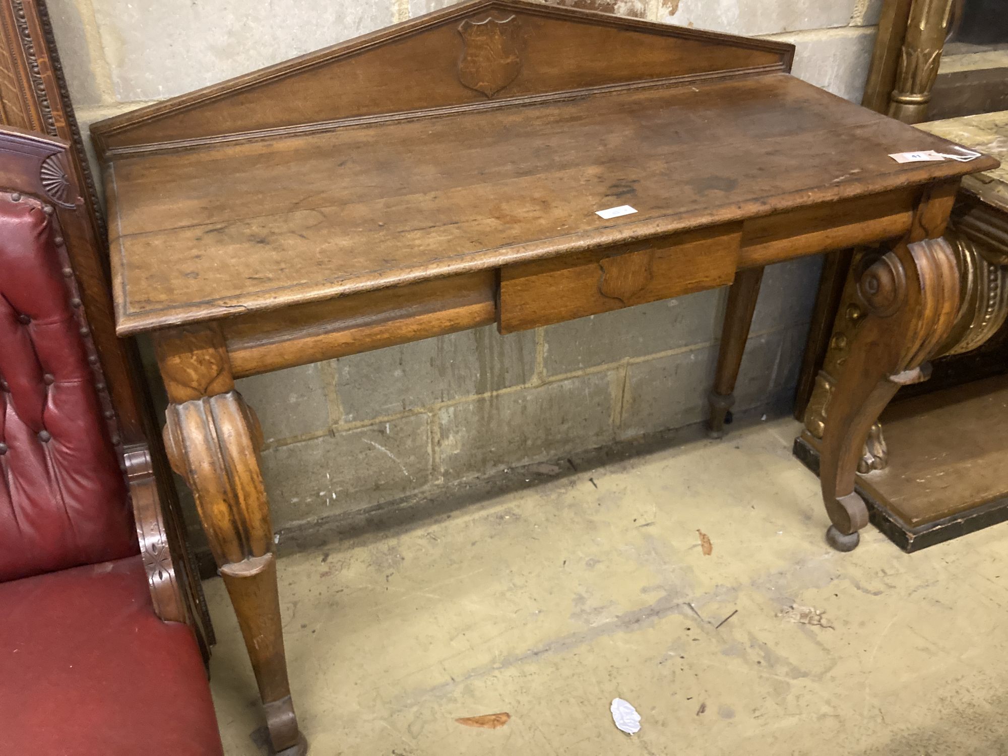 An early Victorian oak console table, width 126cm depth 58cm height 96cm